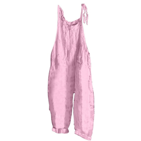 cfhntfmh Plus Size Rompers for Women Loose Sleeveless Adjustable Strap Overalls Casual Summer Wide Leg Baggy Jumpsuit