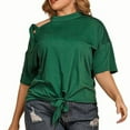 thumbnail image 1 of cfhntfmh Plus Size Summer Tops for Women Cold Shoulder Short Sleeve Ruched Basic Blouses Basic Tee Tops Oversized Outfit, 1 of 7