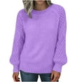 thumbnail image 1 of cfhntfmh Plus Size Sweaters for Women Crewneck Long Sleeve Cable Knit Sweaters Casual Fall Sweaters Soft Winter Tops, 1 of 6