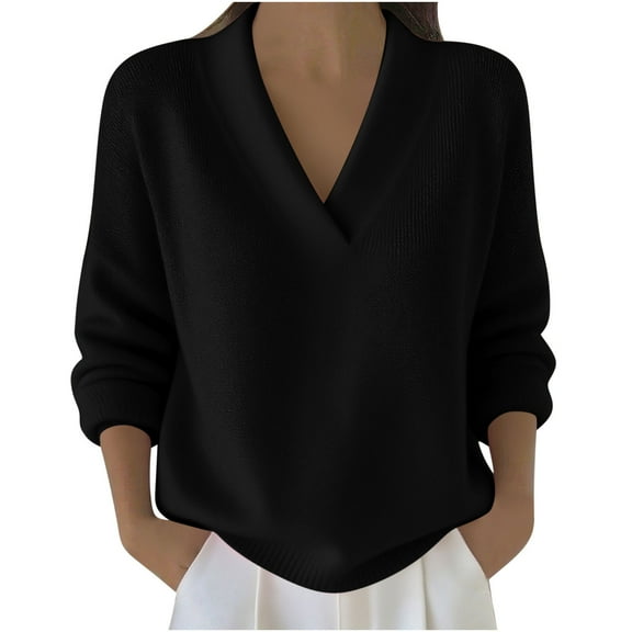 cfhntfmh Plus Size Sweaters for Women V Neck Oversized Cozy Knit Long Sleeve Fleece Pullover Thermal Winter Outfits