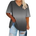 thumbnail image 1 of cfhntfmh Plus Size Tops for Women Casual Summer Half Sleeve Flowy Shirts V Neck Trendy Print Basic Blouses, 1 of 4