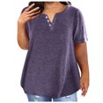 thumbnail image 1 of cfhntfmh Plus Size Tops for Women Lounge Round Neck Buttons Loose T-Shirts Oversized Short Sleeve Summer Comfy Blouses, 1 of 6