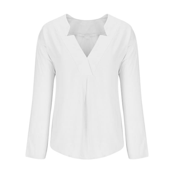 cfhntfmh Plus Size Tops for Women Soft V Neck Solid Color Tunic Shirts Fashion Long Sleeve Work Business Casual Blouses