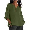 thumbnail image 1 of cfhntfmh Plus Size Tops for Women Trendy 3/4 Sleeve Hollow out Casual T-Shirts Loose Side Slit Crewneck Solid Color Tunic Tees, 1 of 6