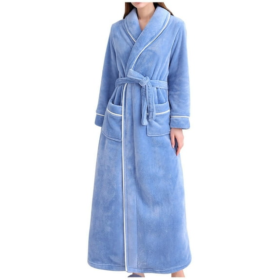 cfhntfmh Plush Long Robe for Women Flannel Fleece Thick Full Length Bathrobe Winter Warm Pajamas Nightgown Housecoat Womens Clothes