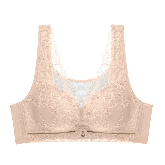 cfhntfmh Push up Bras for Women Fashion Lace Mesh Underwear No Underwire Front Trim Wireless Comfy Bralettes