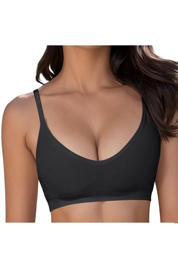 Push up Bras for Women Scoop Neck Wirefree Bralettes Fashion Spaghetti Strap Comfort Solid Color Bras