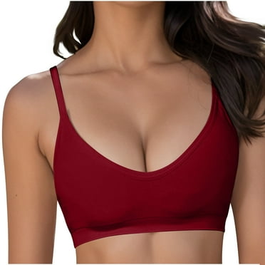 cfhntfmh Push up Bras for Women Scoop Neck Wirefree Bralettes Fashion Spaghetti Strap Comfort Solid Color Bras
