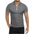 thumbnail image 1 of cfhntfmh Quarter-Zip Pullover Shirts for Men Summer Basic Solid Short Sleeve Lapel Golf Tops Muscle Sports Tees, 1 of 7