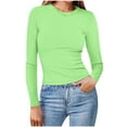 thumbnail image 1 of cfhntfmh Ribbed Knit Long Sleeve Tops for Women Crew Neck Slim Fit Lightweight Going out Tops Casual Basic Tee Tshirt, 1 of 6