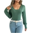 thumbnail image 1 of cfhntfmh Ribbed Tops for Women Square Neck Long Sleeve Sweater Fall Fashion Knitted Solid Color Casual Tunic Women Fall Clothes, 1 of 7