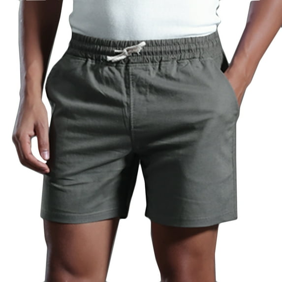 cfhntfmh Running Shorts for Men Cotton Linen Elastic Waisted Summer Shorts Casual Workout Athletic Gym Shorts with Pockets