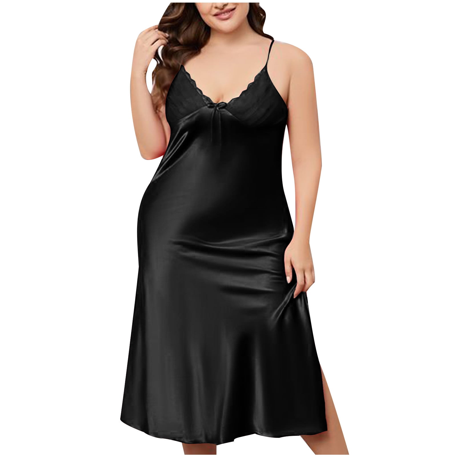 cfhntfmh Satin Nightgown for Women Sleeveless Front Bow Knot