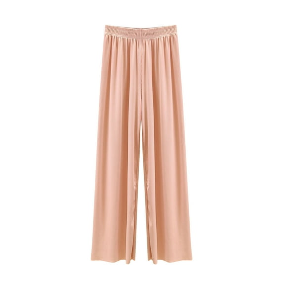 cfhntfmh Satin Pajama Pants for Women Sleepwear Solid Color Casual Sleepwear Pants Lounge Elastic Waist Pjs Bottoms