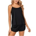 thumbnail image 1 of cfhntfmh Satin Pajama Sets for Women 2 Piece Lounge Pjs Sets Plain/Print Sleeveless Cami Tops Soft Shorts Sleepwear, 1 of 5