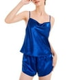 thumbnail image 1 of cfhntfmh Satin Pajama Sets for Women Soft Sleeveless Spaghetti Strap Solid Color Camisole Comfy Shorts Sleepwear Sets, 1 of 2