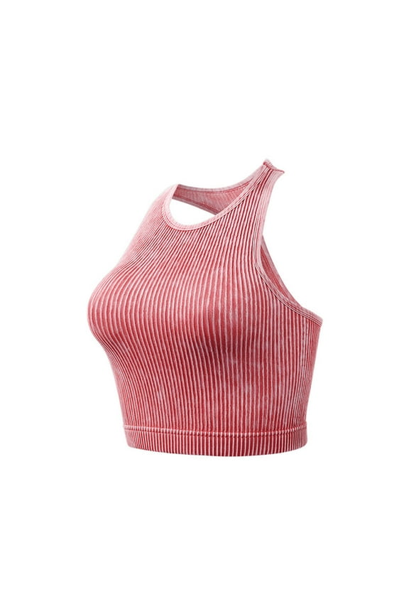 Seamless Bras for Women Sport Ribbed Longline Racerback Underwear Athletic Workout Camisole Bralette