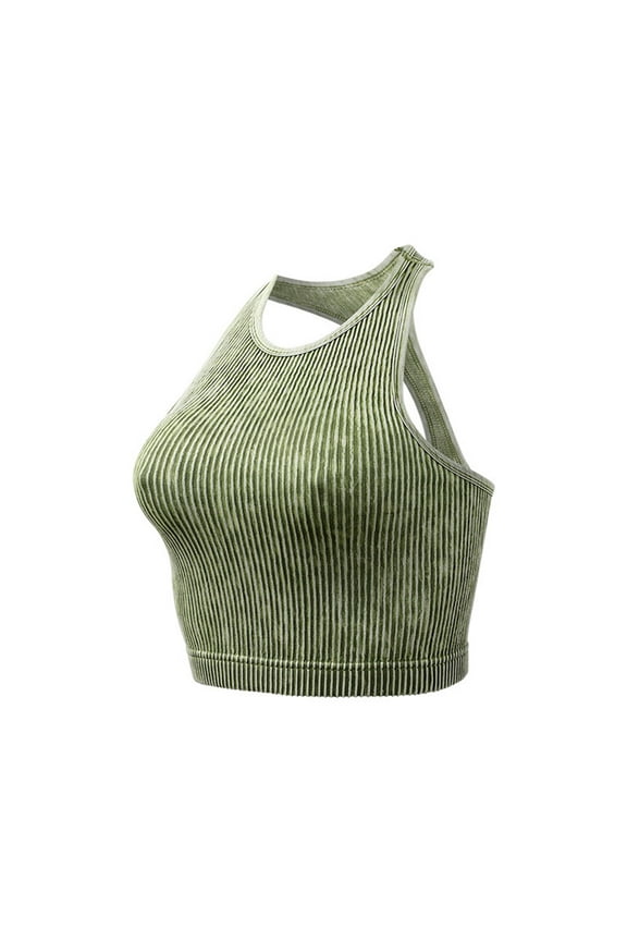 Seamless Bras for Women Sport Ribbed Longline Racerback Underwear Athletic Workout Camisole Bralette