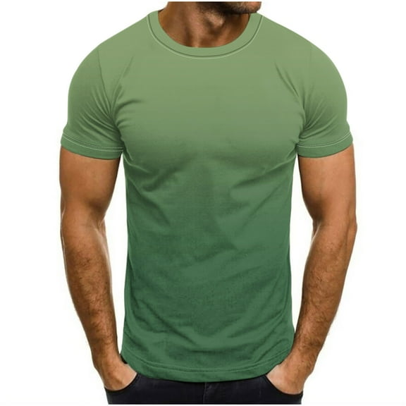 cfhntfmh Shirts for Men Summer Big and Talls Casual Crewneck Tops Short Sleeve Gradient Color Beach T-Shirts