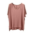 thumbnail image 1 of cfhntfmh Short Sleeve Pajamas Tops for Women V Neck Soft Solid Color Tees Side Split Summer Loose Sleep Shirts, 1 of 3