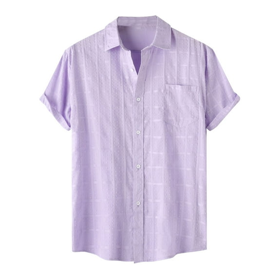 cfhntfmh Short Sleeve Shirt for Men Casual Lightweight Button down Shirts Summer Solid Color Beach Tops with Pocket