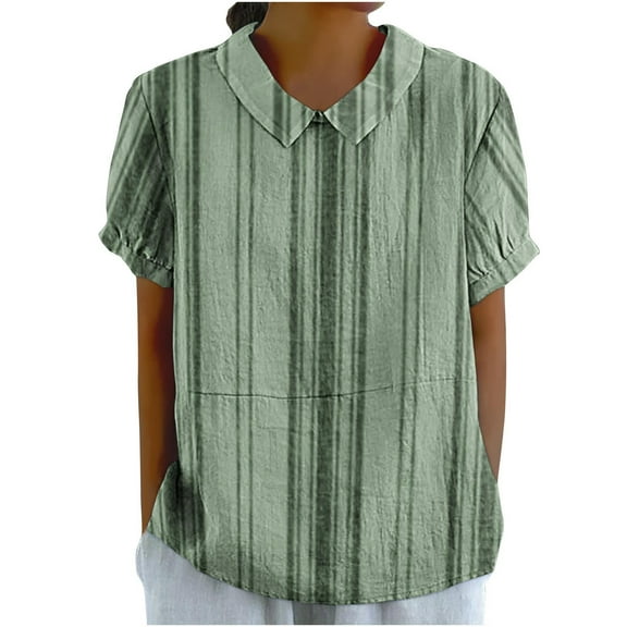 cfhntfmh Short Sleeve Tops for Women Collared Cute Print Casual Summer T-Shirts Baggy Vacation Clothes