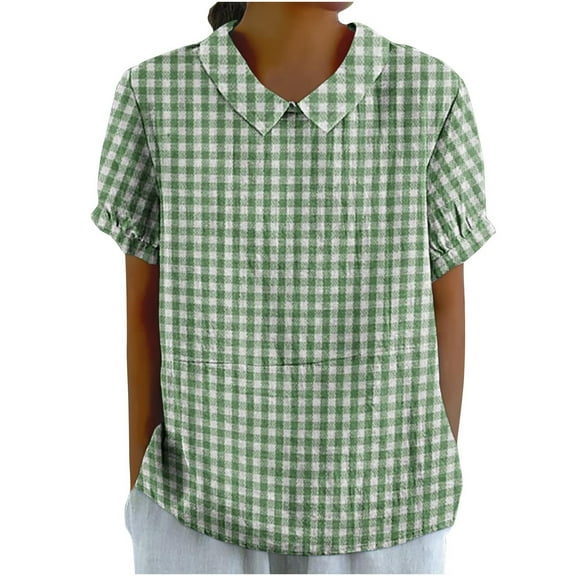 cfhntfmh Short Sleeve Tops for Women Collared Cute Print Casual Summer T-Shirts Baggy Vacation Clothes