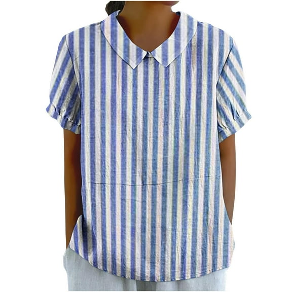 cfhntfmh Short Sleeve Tops for Women Collared Cute Print Casual Summer T-Shirts Baggy Vacation Clothes