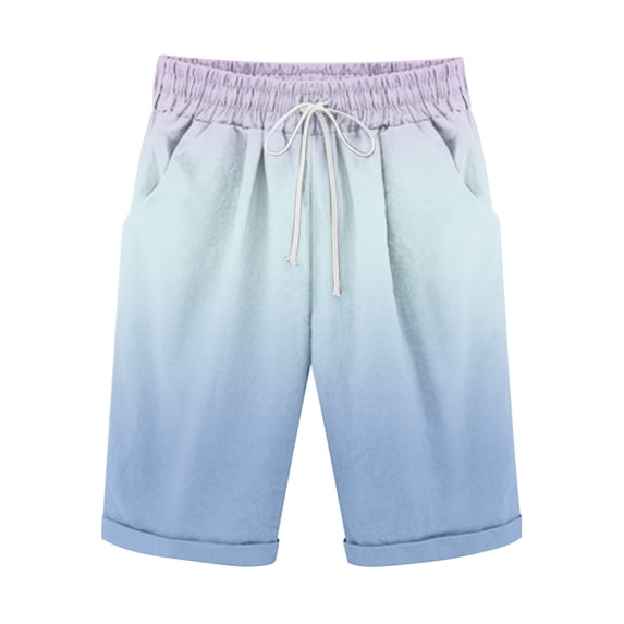 cfhntfmh Shorts for Men Summer Vacation Casual Beach Shorts Fashion Gradient Color Drawstring Shorts Wide Leg Short Pants