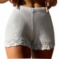 thumbnail image 1 of cfhntfmh Shorts for Women Casual Knitted Elastic Waist Shorts Hollow out Summer Beach Lounge Short Pants, 1 of 4