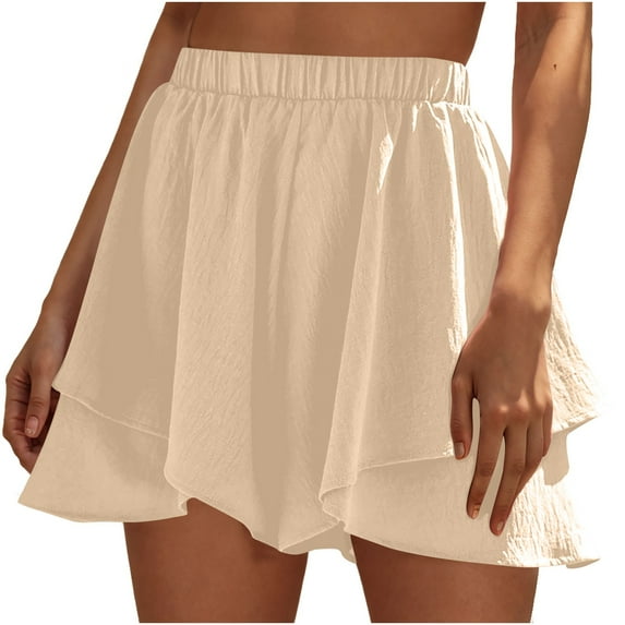 cfhntfmh Shorts for Women Chiffon Loose Elastic Waisted Lounge Shorts Fashion Flowy Layered Wide Leg Summer Shorts