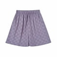 thumbnail image 1 of cfhntfmh Silk Shorts for Women Casual Plaid Elastic Waisted Lounge Shorts Loose Wide Leg Pajama Bottoms Satin Sleepwear, 1 of 5