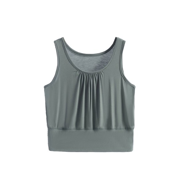 cfhntfmh Sleep Crop Tops for Women Pleated Round Neck Soft Shirts Baggy Plus Size Scoop Neck Sleepwear Tank Blouses