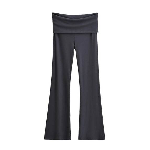 cfhntfmh Sleep Pants for Women Soft Sleepwear Fold over Elastic Waist Sports Bootcut Pants Slim Workout Pajama Bottoms