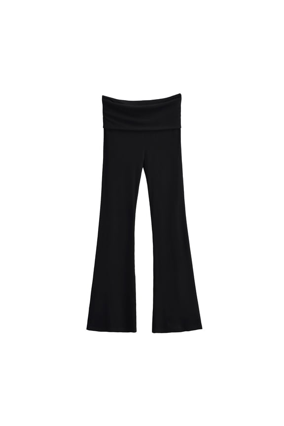 Sleep Pants for Women Soft Sleepwear Fold over Elastic Waist Sports Bootcut Pants Slim Workout Pajama Bottoms