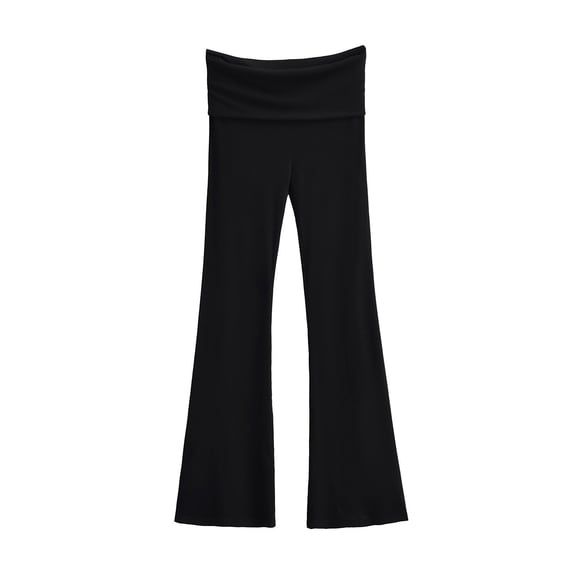 cfhntfmh Sleep Pants for Women Soft Sleepwear Fold over Elastic Waist Sports Bootcut Pants Slim Workout Pajama Bottoms