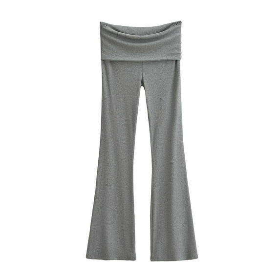 cfhntfmh Sleep Pants for Women Soft Sleepwear Fold over Elastic Waist Sports Bootcut Pants Slim Workout Pajama Bottoms