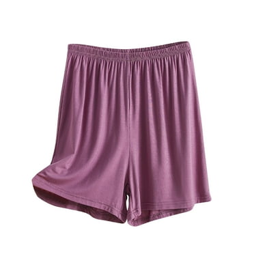 cfhntfmh Sleep Shorts for Women Loose Wide Leg Elastic High Waist Casual Shorts Comfy Solid Color Sleepwear Pajama Bottoms