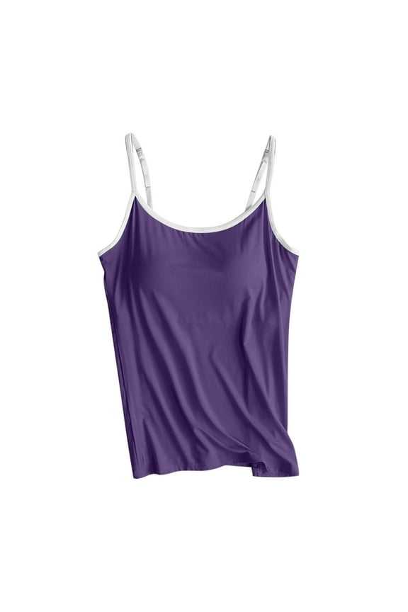 Sleep Tops for Women Athletic Sleeveless Scoop Neck Cami Shirts No Underwire Comfy Yoga Pajama Camisole with Pad