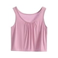 thumbnail image 1 of cfhntfmh Sleep Tops for Women Strappy Sleeveless Scoop Neck Pleated Crop Tops Sleepwear Baggy Plus Size Tank Shirts, 1 of 7