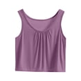 thumbnail image 1 of cfhntfmh Sleep Tops for Women Strappy Sleeveless Scoop Neck Pleated Crop Tops Sleepwear Baggy Plus Size Tank Shirts, 1 of 7