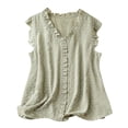 thumbnail image 1 of cfhntfmh Sleeveless Tank Tops for Women Cap Sleeve Fashion Shirts Summer Lounge Ruffled Hem V Neck Comfy Blouses, 1 of 5