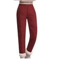 thumbnail image 1 of cfhntfmh Snow Pants for Womens Winter Sherpa Lined Windproof Padded Pants Warm Outdoor Pants for Cold Weather(Wine,X-Large), 1 of 7