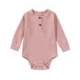 thumbnail image 1 of cfhntfmh Spring Fall Clothes for Infant Baby Ribbed Long Sleeve Onesies Basic Soft Round Neck Bodysuit with Buttons (Pink,12-18 Months), 1 of 3