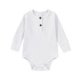 thumbnail image 1 of cfhntfmh Spring Fall Clothes for Infant Baby Ribbed Long Sleeve Onesies Basic Soft Round Neck Bodysuit with Buttons (White,6-12 Months), 1 of 3