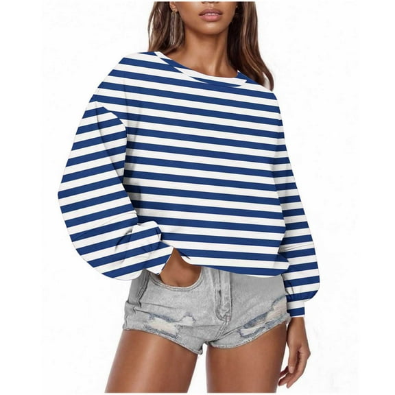 cfhntfmh Striped Oversized Sweatshirt for Women Color Block Long Sleeve Pullover Casual Loose Crew Neck Fall Fashion Outfits