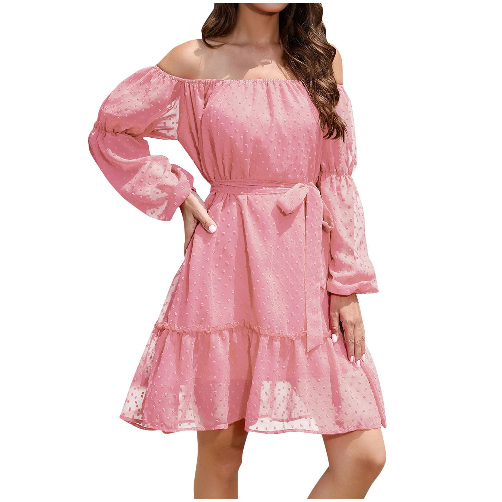 open lace back dress Coquette Aesthetic Angora Mohair Pink Mini Dress – The Kawaii Factory main image 1
