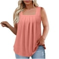 thumbnail image 1 of cfhntfmh Summer Tank Tops for Women Plus Size Loose Fit Pleated Square Neck Sleeveless Tops Curved Hem Flowy Tunic, 1 of 6