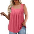 thumbnail image 1 of cfhntfmh Summer Tank Tops for Women Plus Size Loose Fit Pleated Square Neck Sleeveless Tops Curved Hem Flowy Tunic, 1 of 6