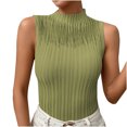 thumbnail image 1 of cfhntfmh Summer Tank Tops for Women Sleeveless Mock Neck Ribbed Knit Tight Shirts Summer Going out Party Tanks Blouse, 1 of 4